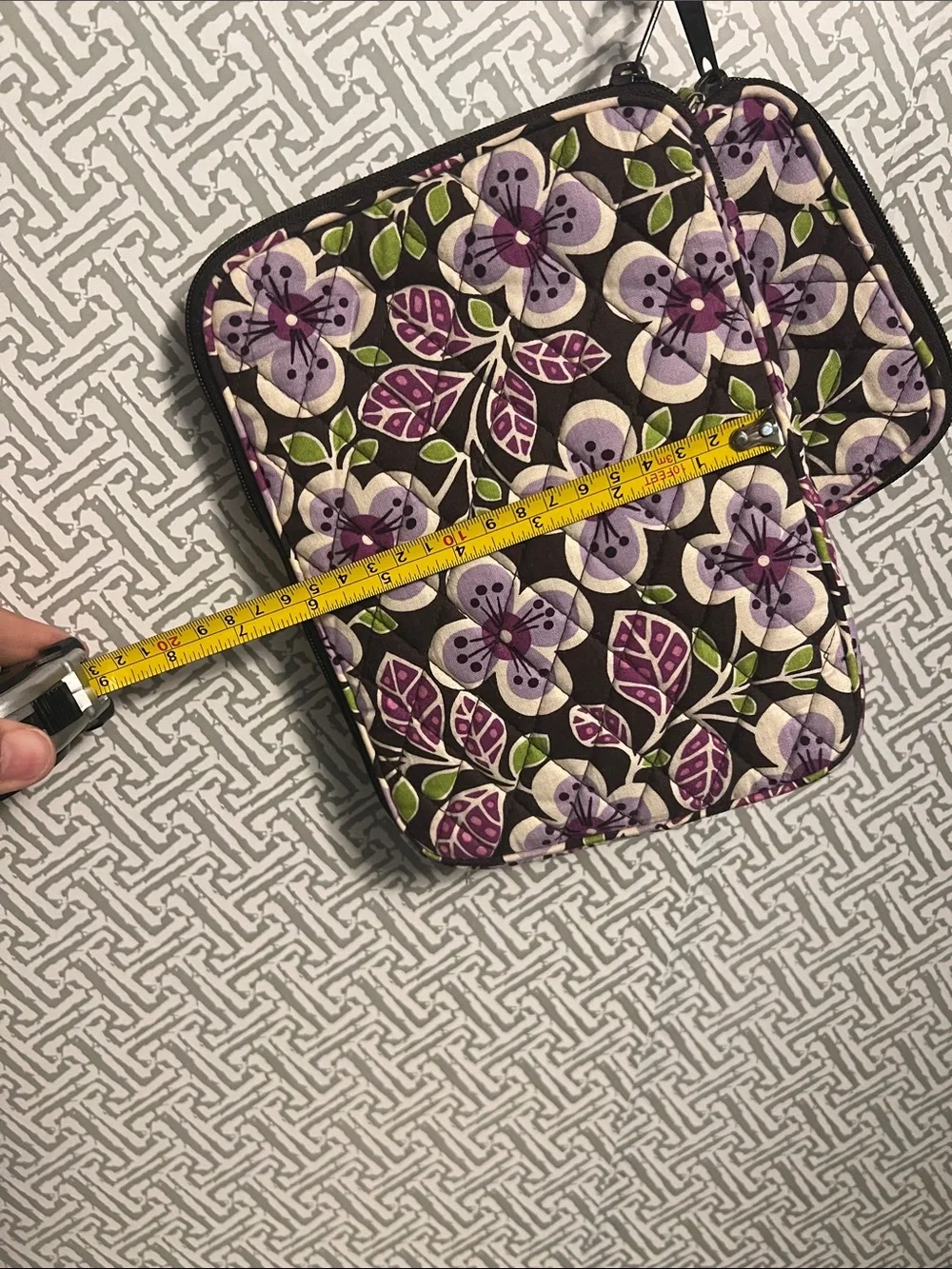 Vera Bradley Purple & Green Quilted Wristlet Wallet Case with Accessory Pouch